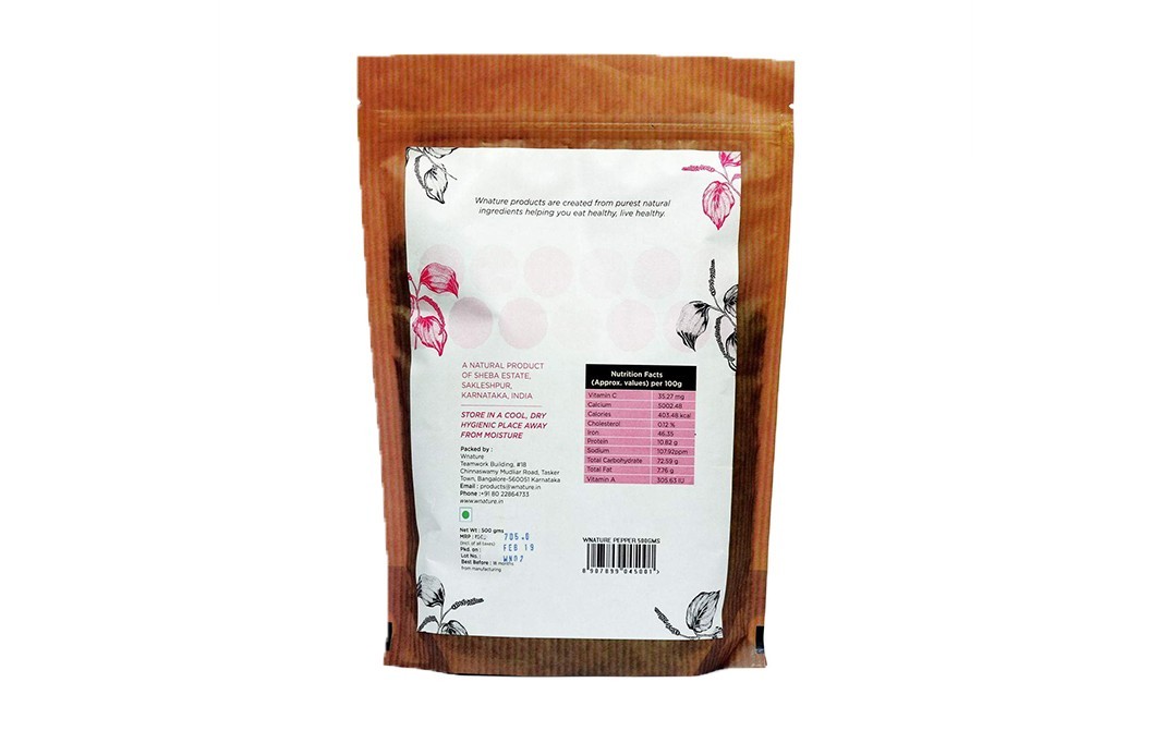Wnature Pepper Whole Black Papper   Pack  500 grams